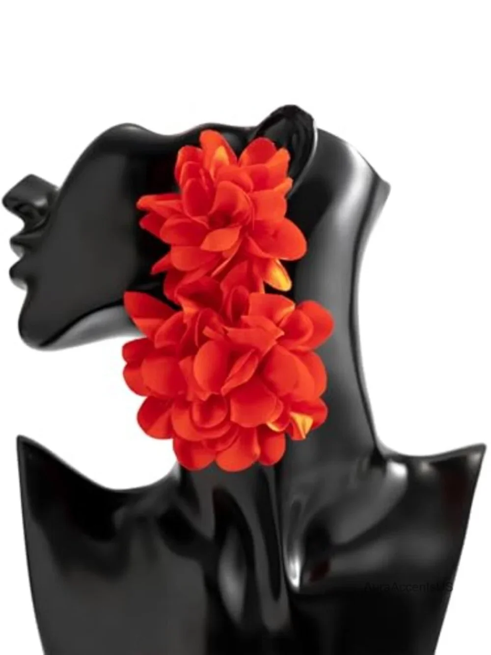 Oversized Fabric Flower Drop Earrings Lightweight Boho Dangle Statement Jewelry